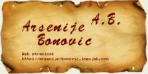 Arsenije Bonović vizit kartica